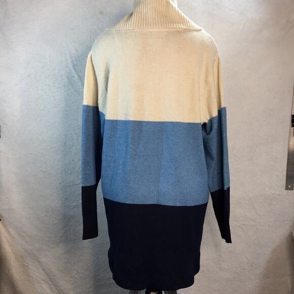 NWT St John's Bay Long Sweater with Cowl Neck Blue & Cream Color Women's Size 1X - Picture 6 of 15